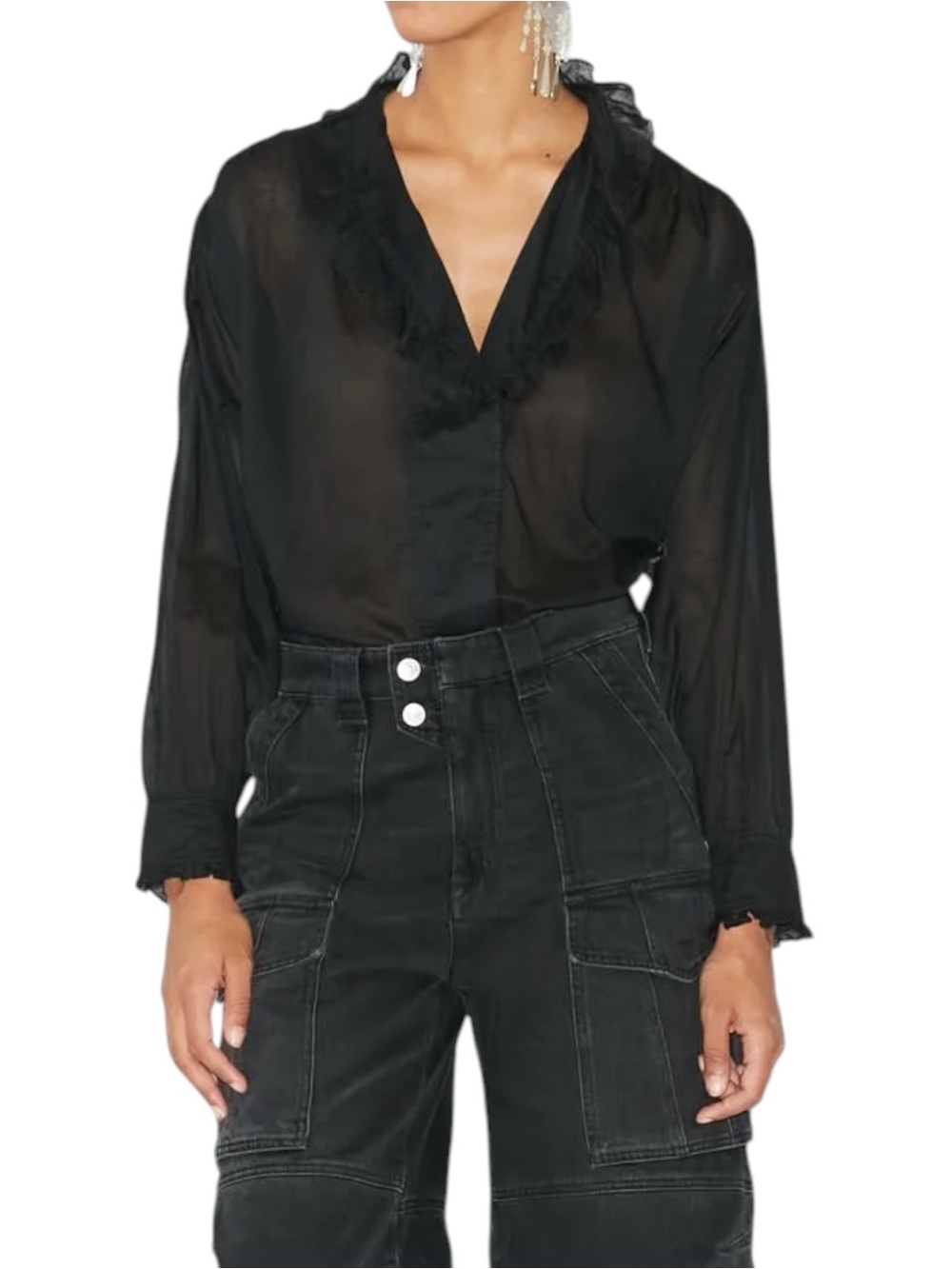 Isabel Marant Pamias Voile Top in Black Sheer Size 36
